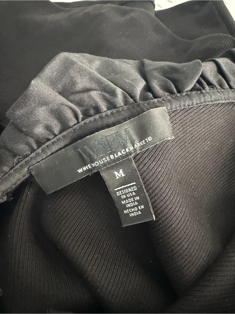White House Black Market Black Ruffle Poplin Knit Top - Picture 3 of 5